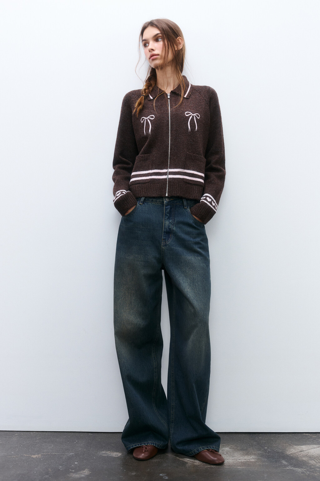 Кардиган на молнии с принтом - цвет коричневый - 4