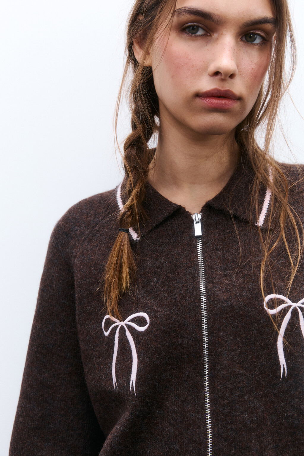Кардиган на молнии с принтом - цвет коричневый - 6