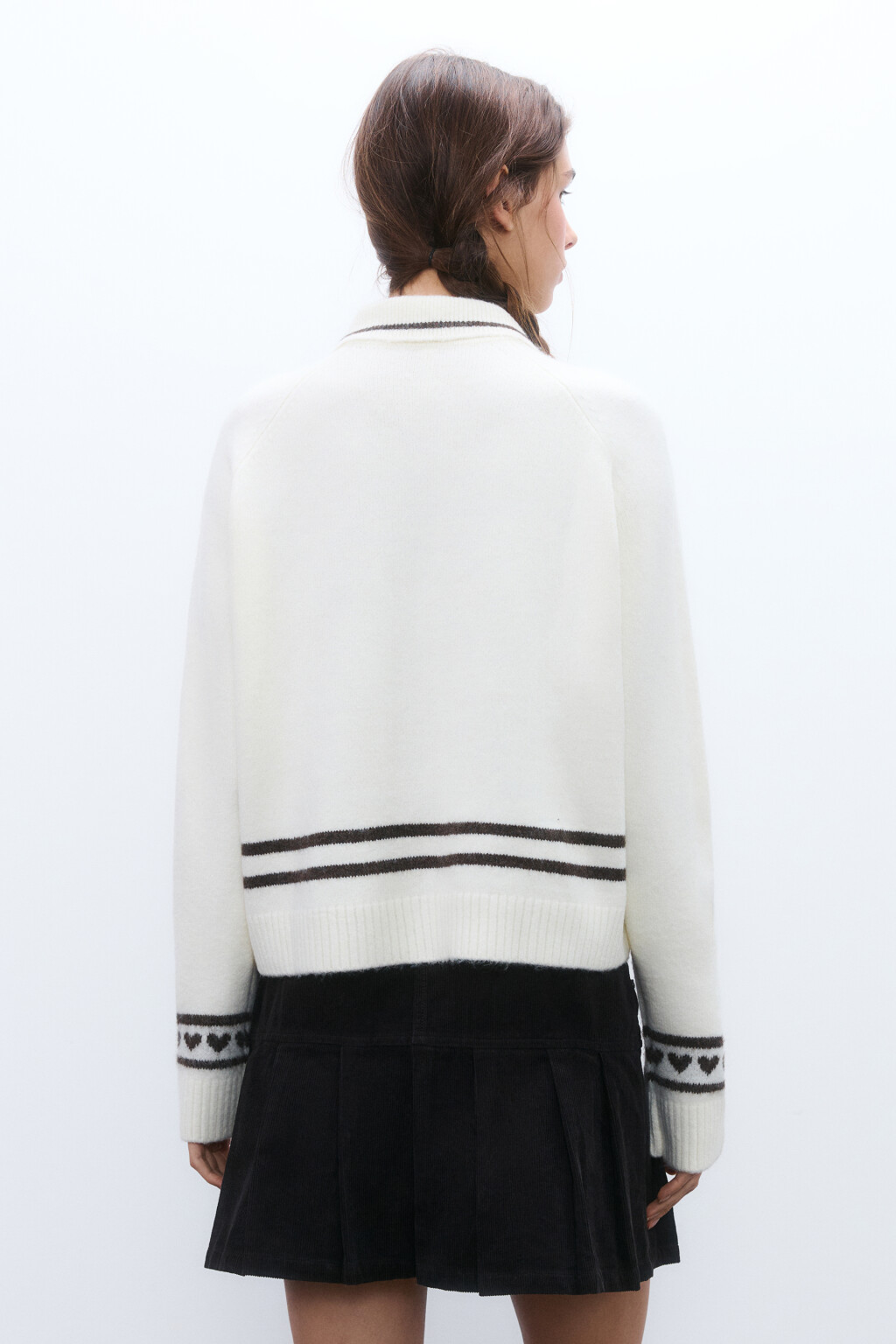 Кардиган на молнии с принтом - цвет молочный - 3