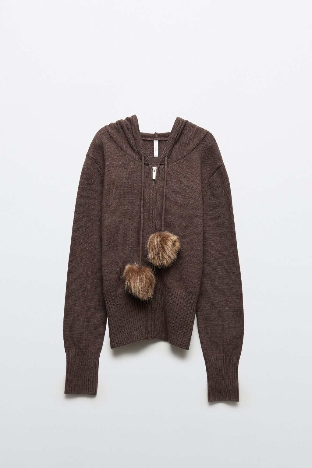 Толстовка вязаная с капюшоном - цвет коричневый - 8