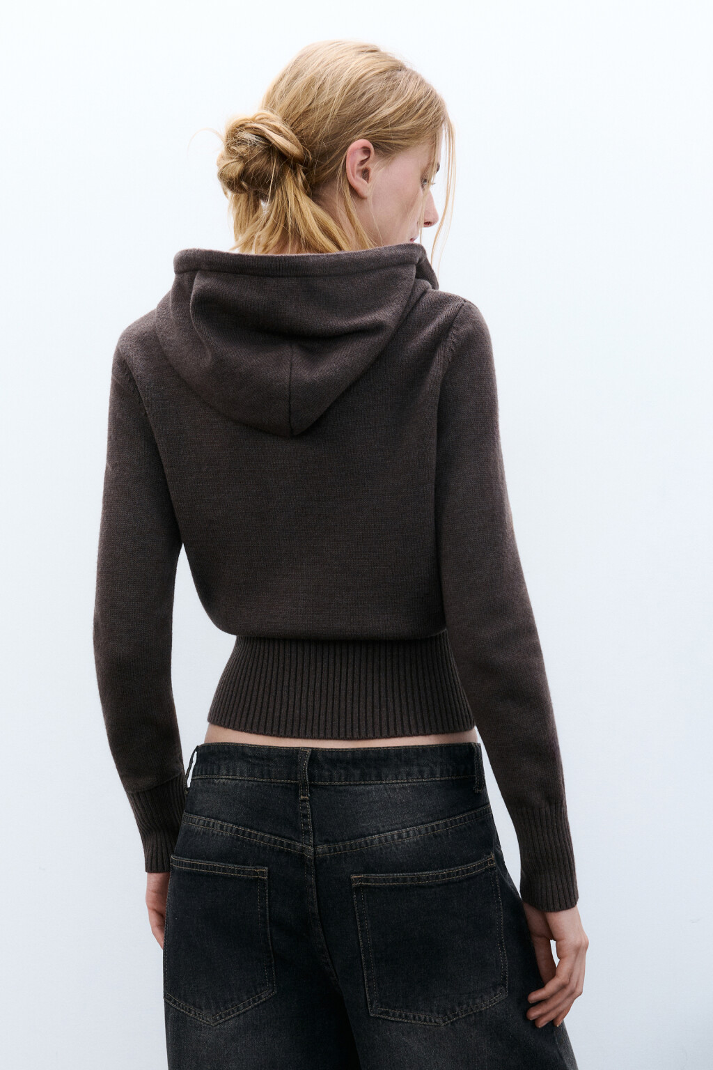 Толстовка вязаная с капюшоном - цвет коричневый - 4