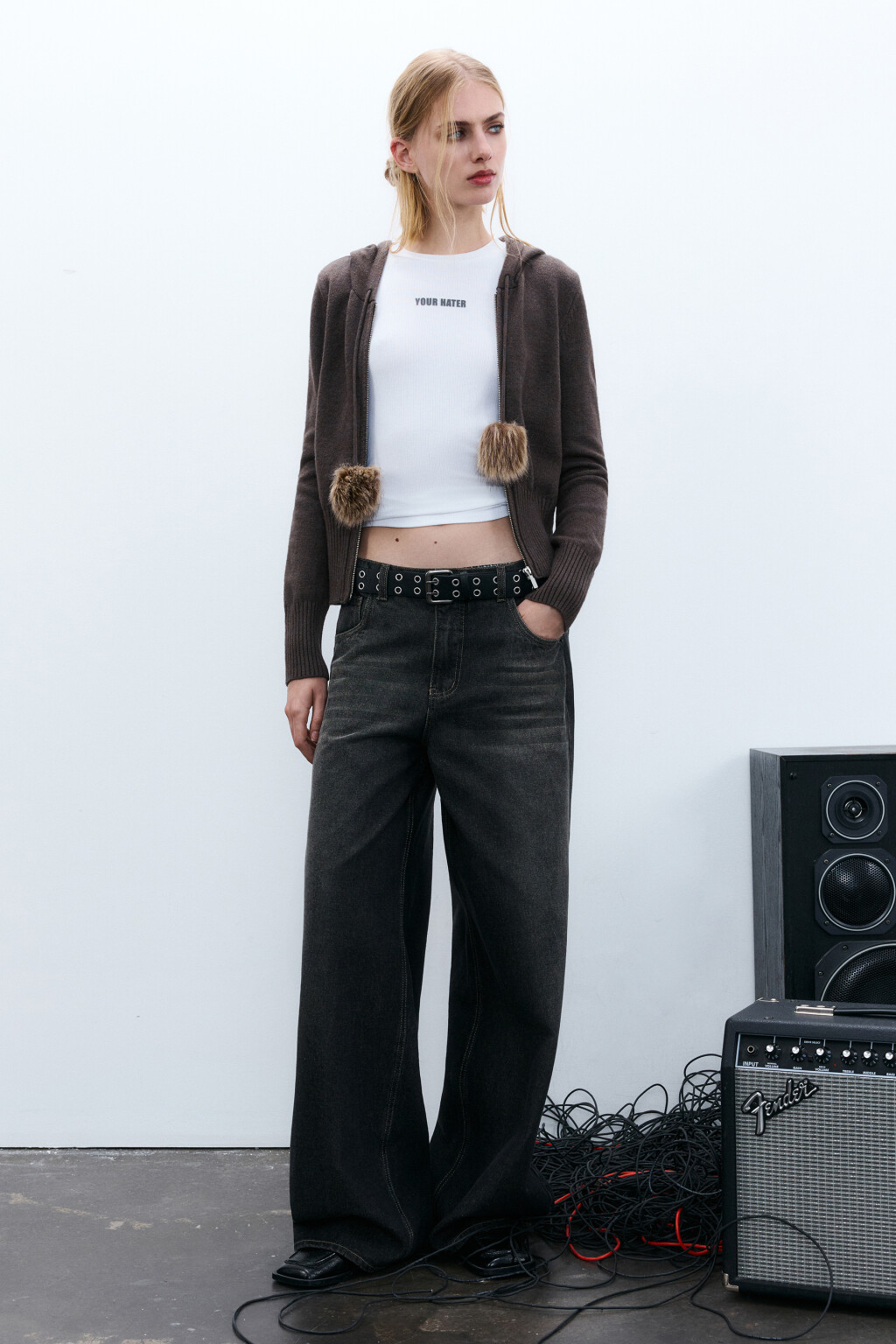 Толстовка вязаная с капюшоном - цвет коричневый - 5