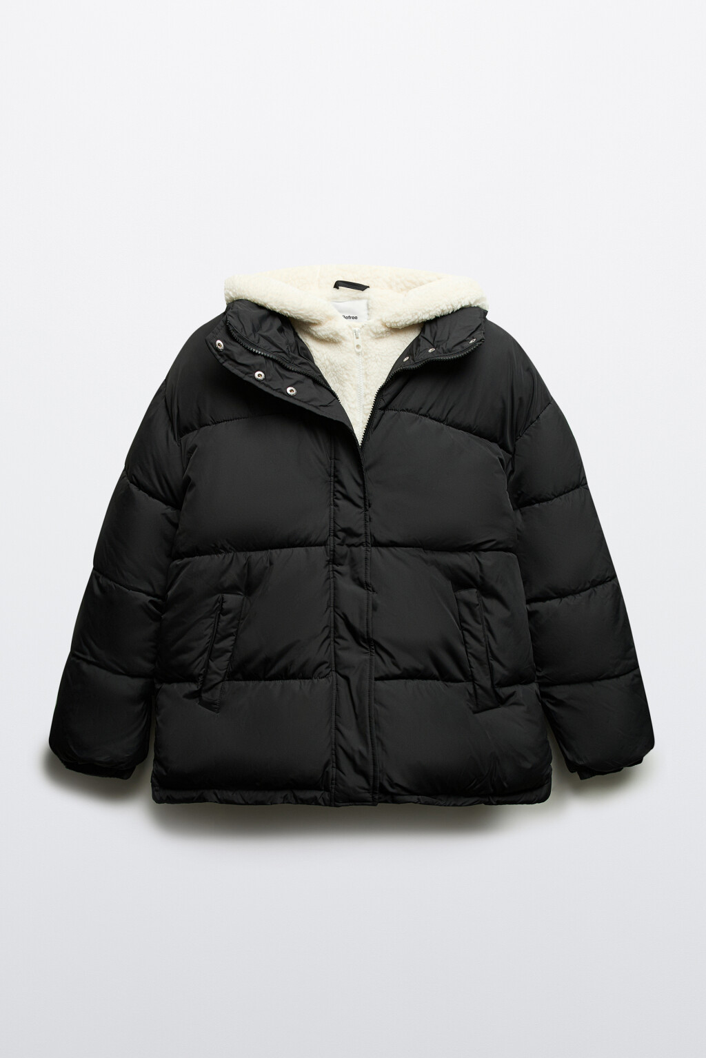 Куртка стеганая с плюшевым капюшоном - цвет черный - 8