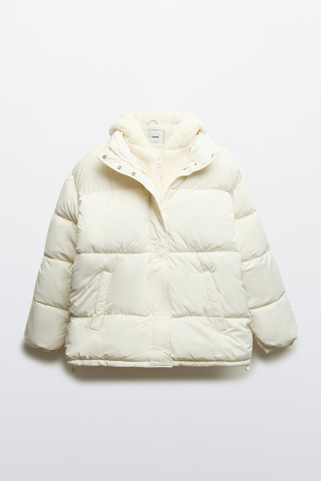 Куртка стеганая с плюшевым капюшоном - цвет молочный - 8