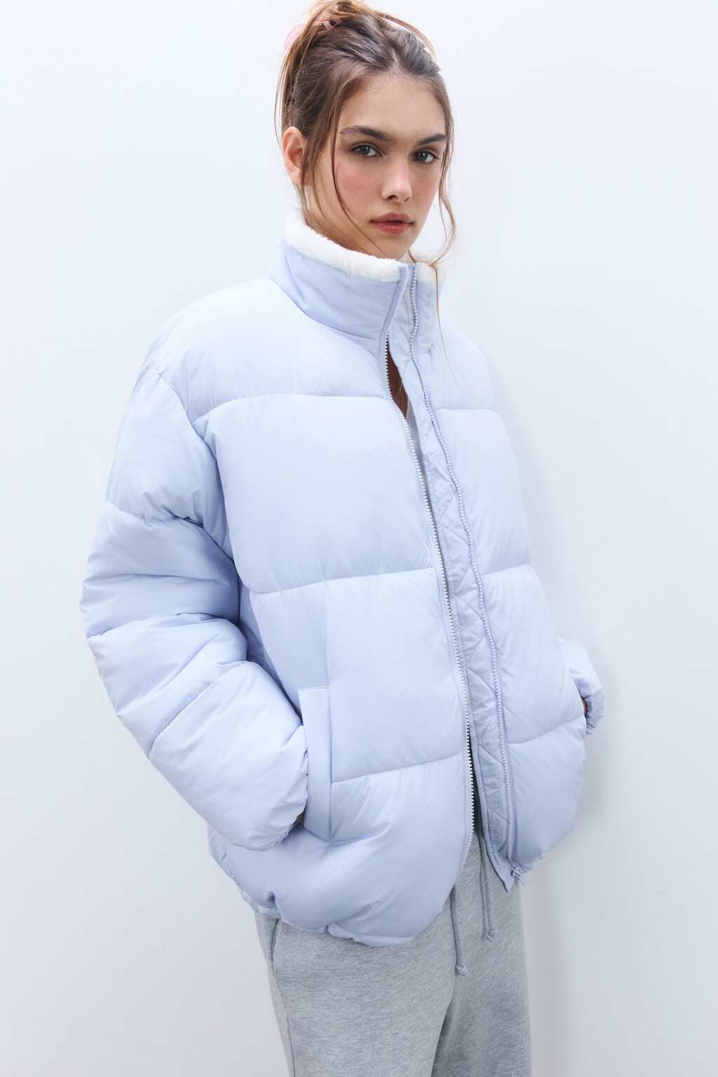 Куртка стеганая с теплой подкладкой - цвет голубой - 1