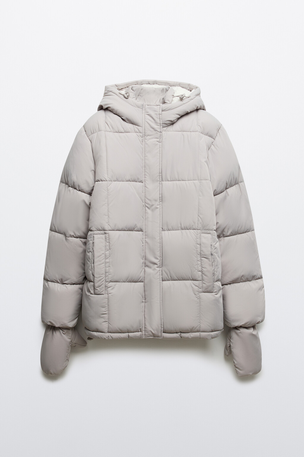 Куртка стеганая с капюшоном и рукавицами - цвет бежевый - 8