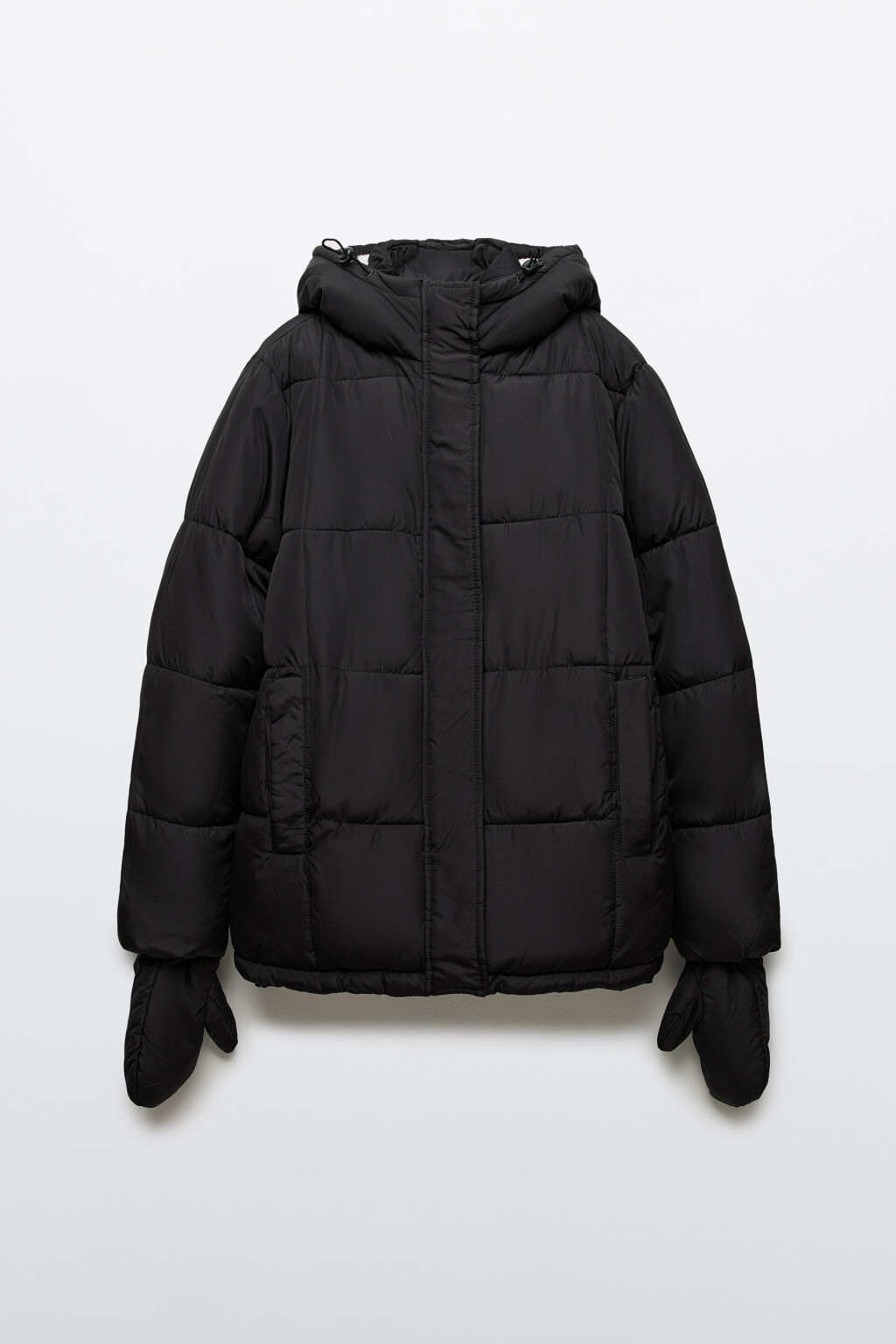 Куртка стеганая с капюшоном и рукавицами - цвет черный - 10