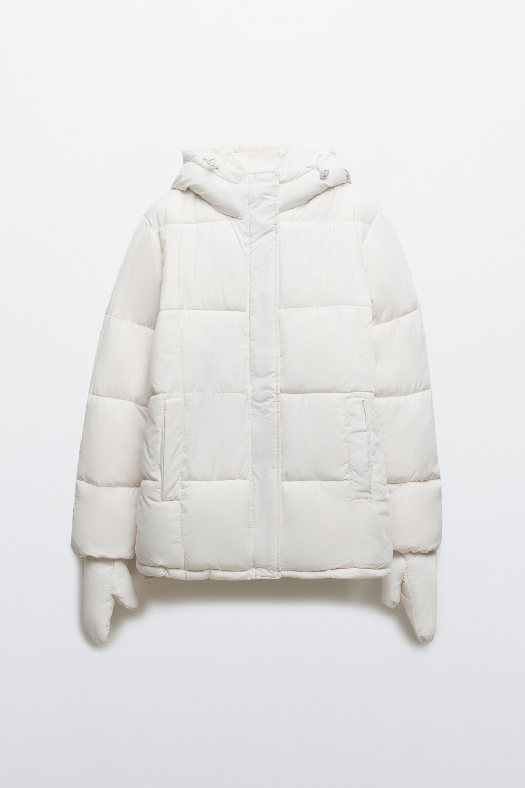 Куртка стеганая с капюшоном и рукавицами - цвет молочный - 9