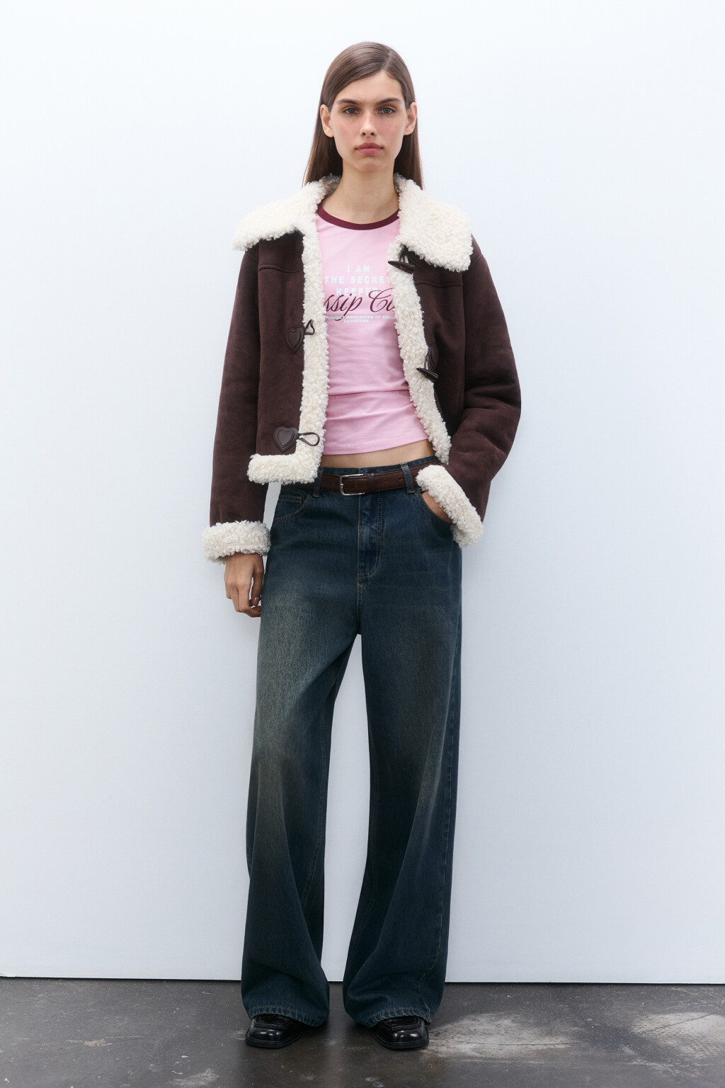 Куртка-дубленка с меховой отделкой - цвет коричневый - 5