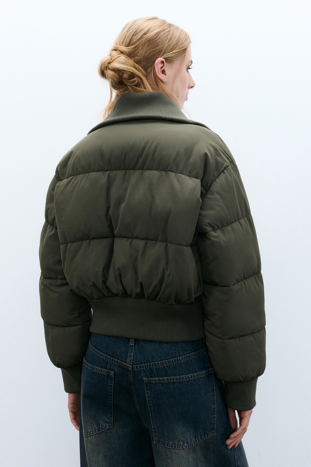 Куртка укороченная с воротником-стойкой - цвет зеленый - 3