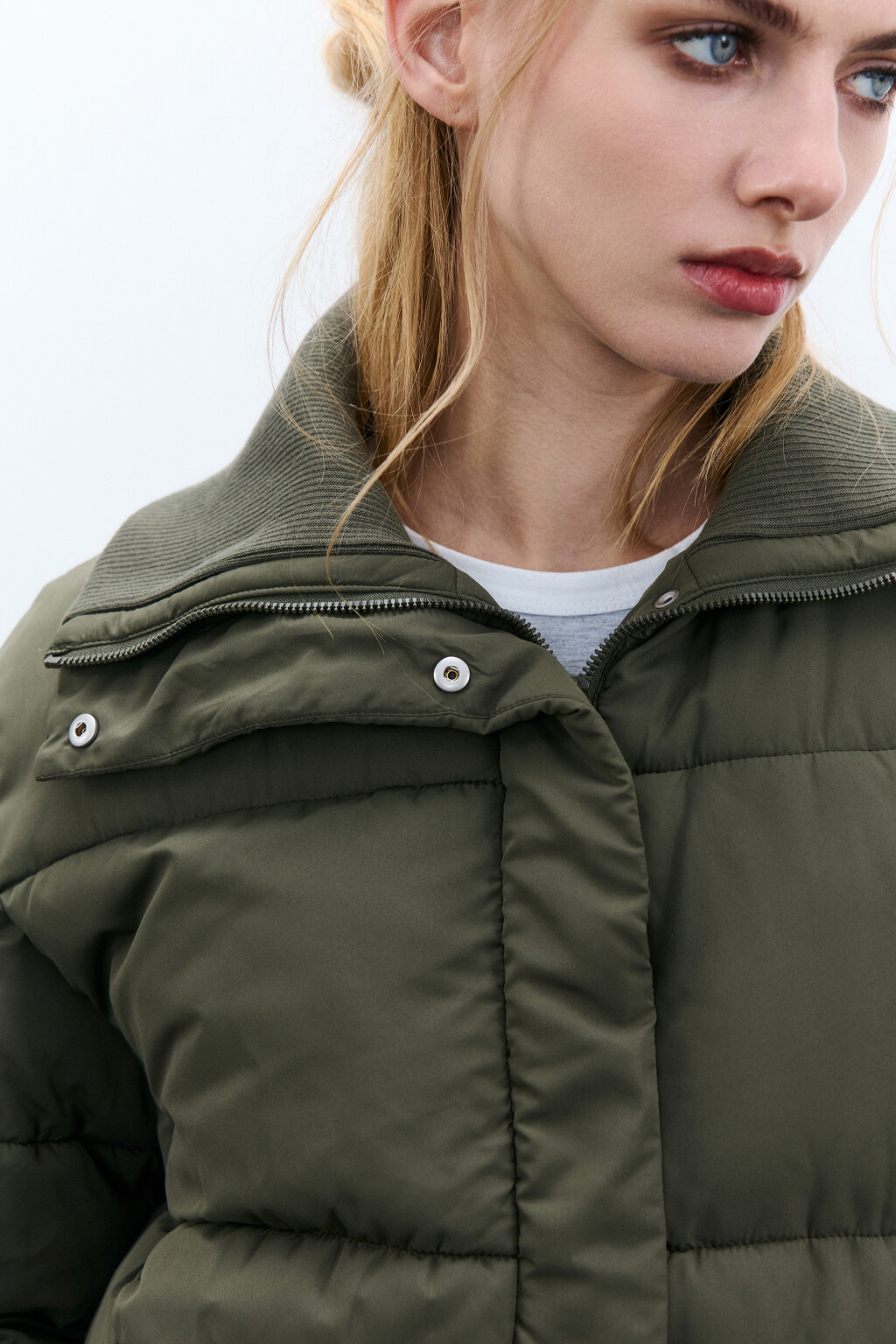 Куртка укороченная с воротником-стойкой - цвет зеленый - 5