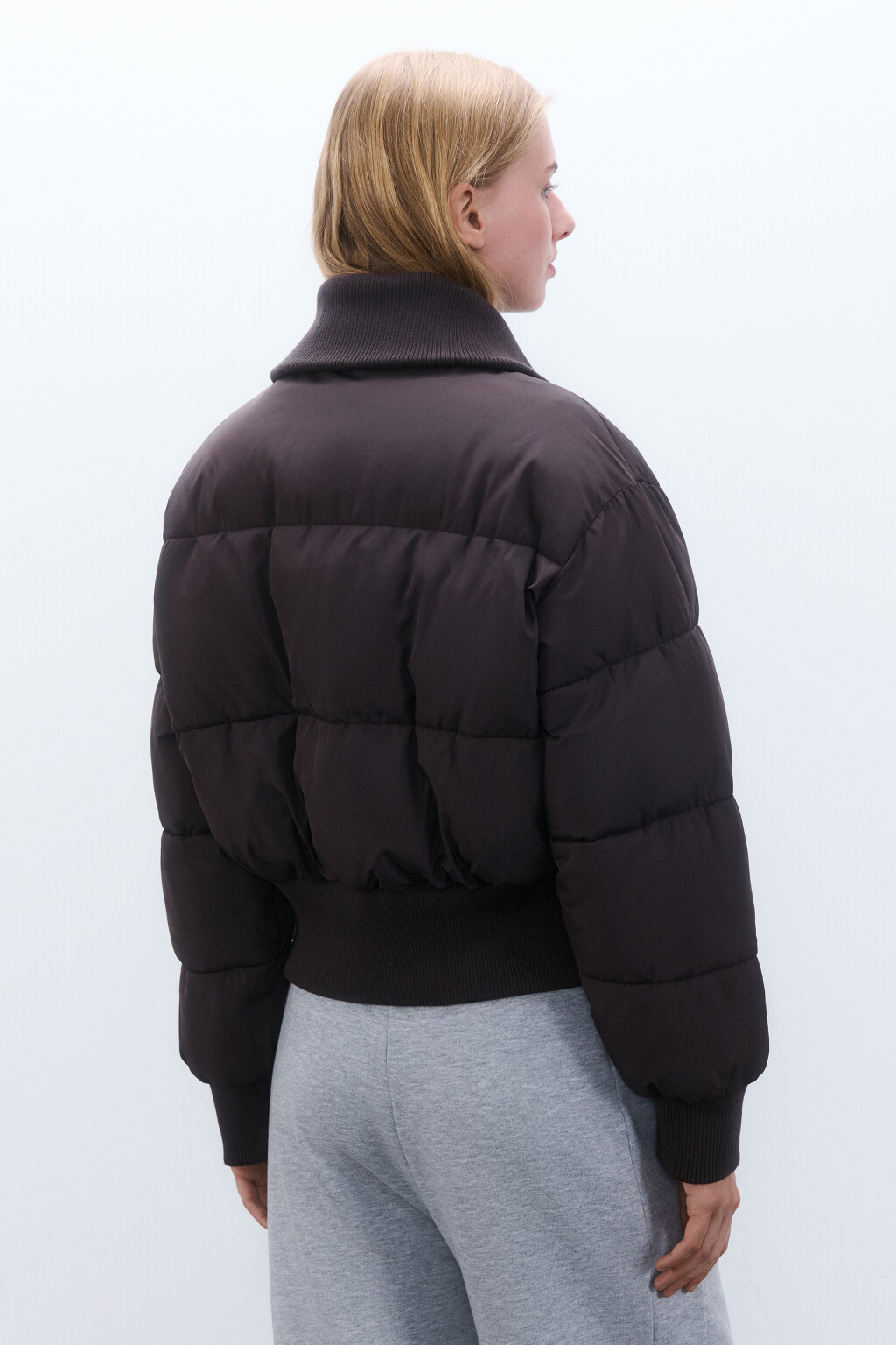 Куртка укороченная с воротником-стойкой - цвет коричневый - 3