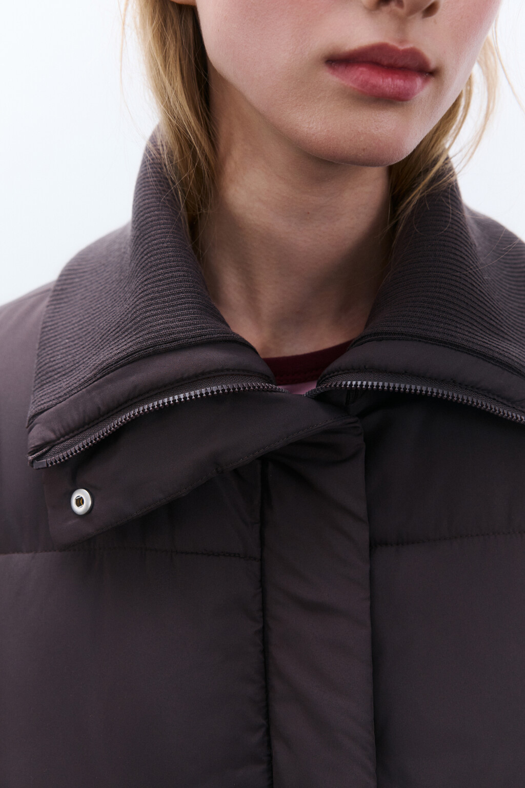 Куртка укороченная с воротником-стойкой - цвет коричневый - 5