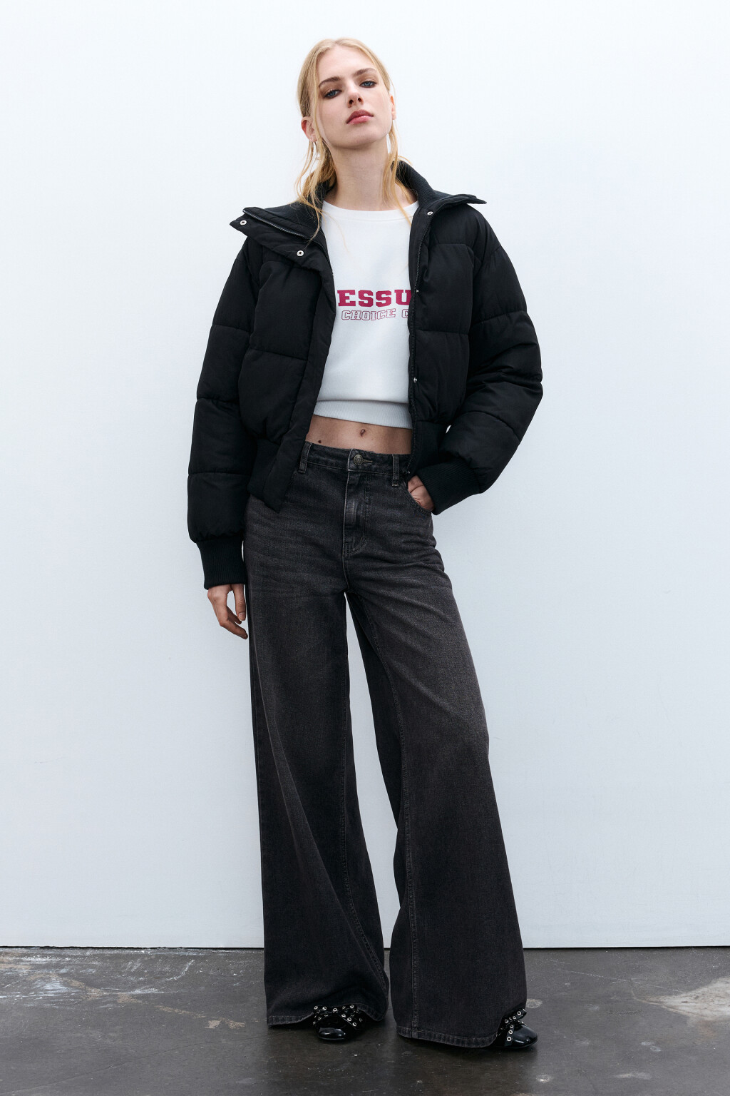 Куртка укороченная с воротником-стойкой - цвет черный - 4