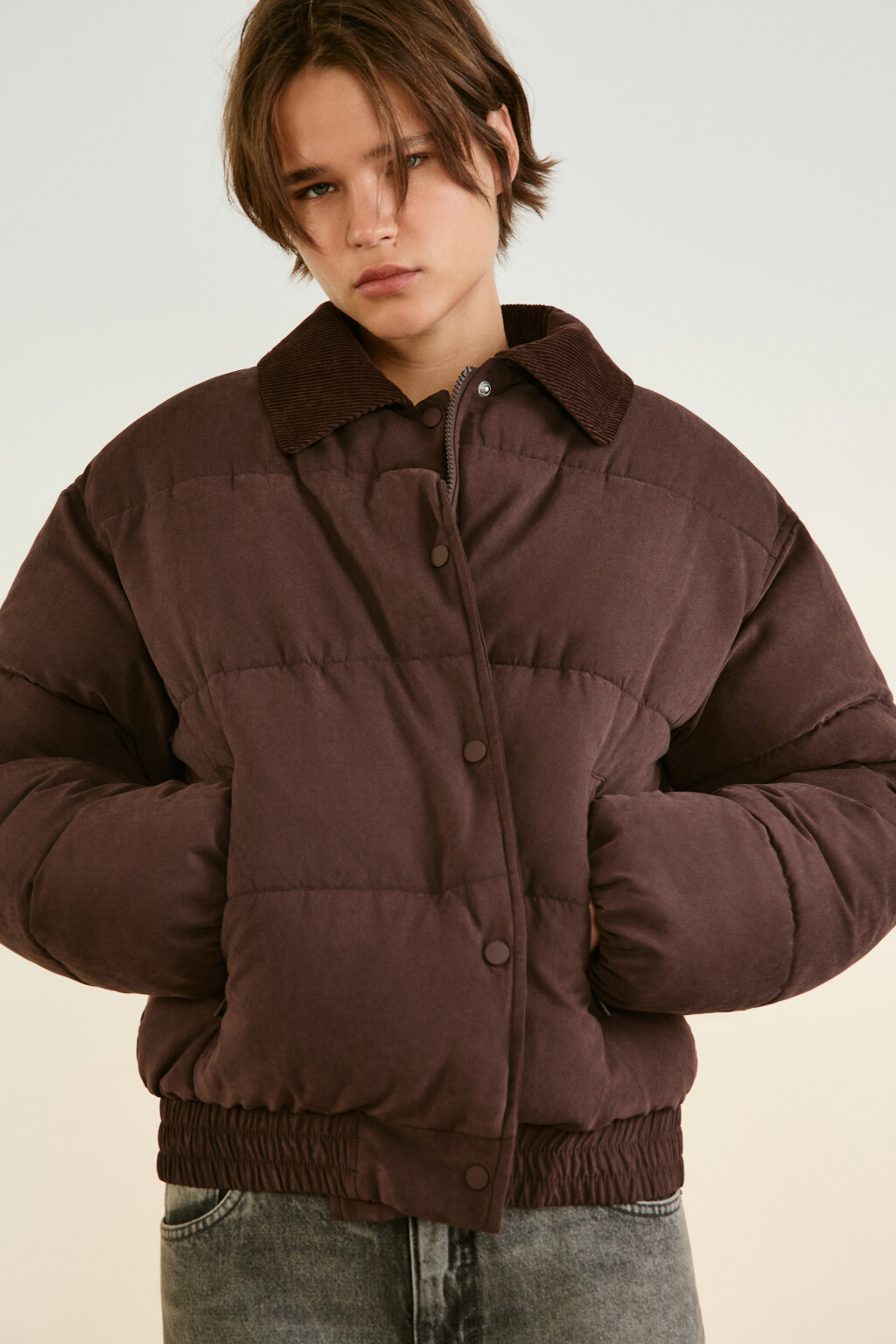 Куртка стеганая с воротником - цвет коричневый - 2