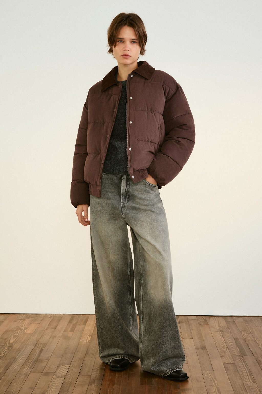 Куртка стеганая с воротником - цвет коричневый - 5