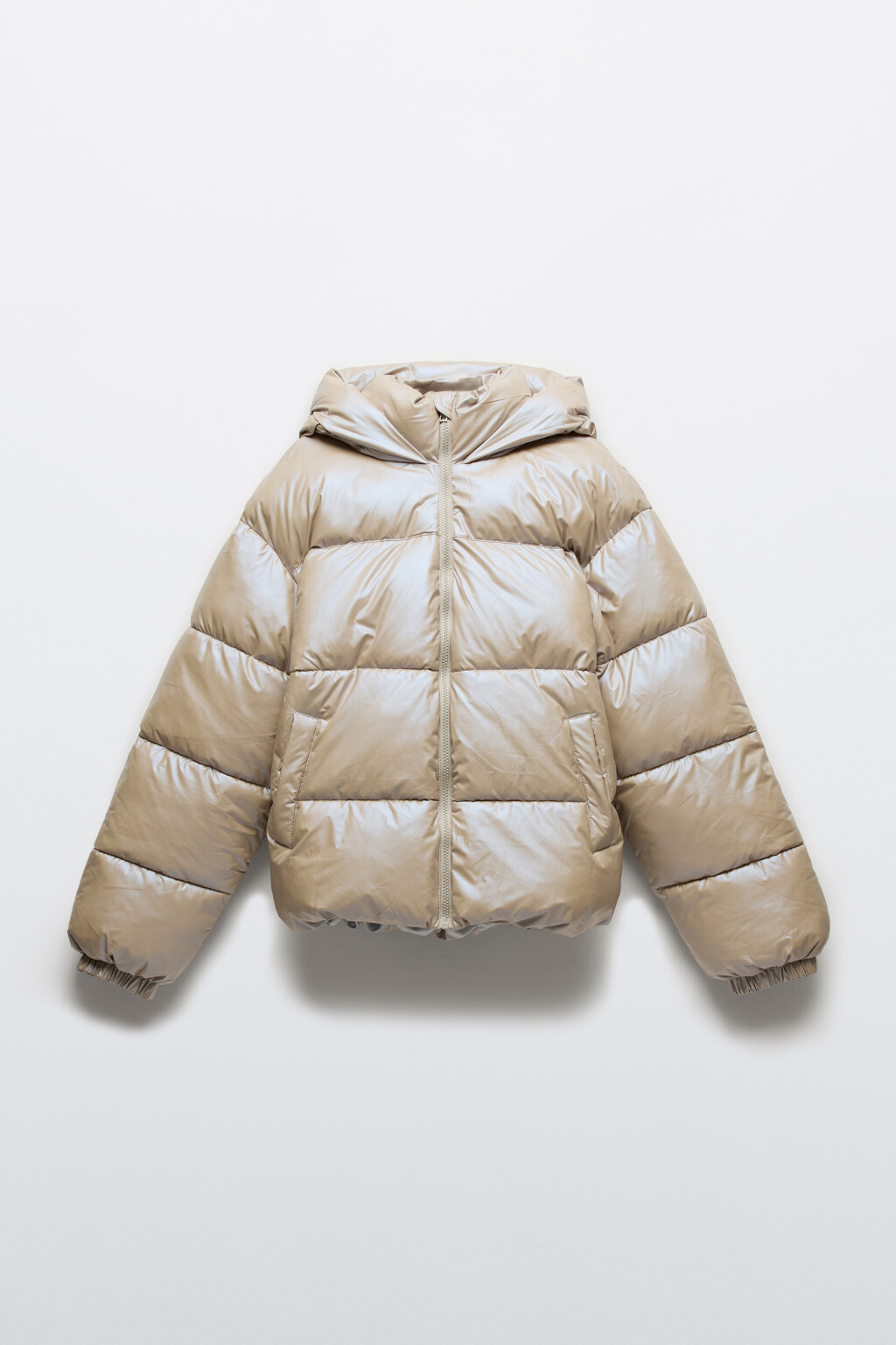Куртка стеганая из блестящей ткани - цвет серый - 9