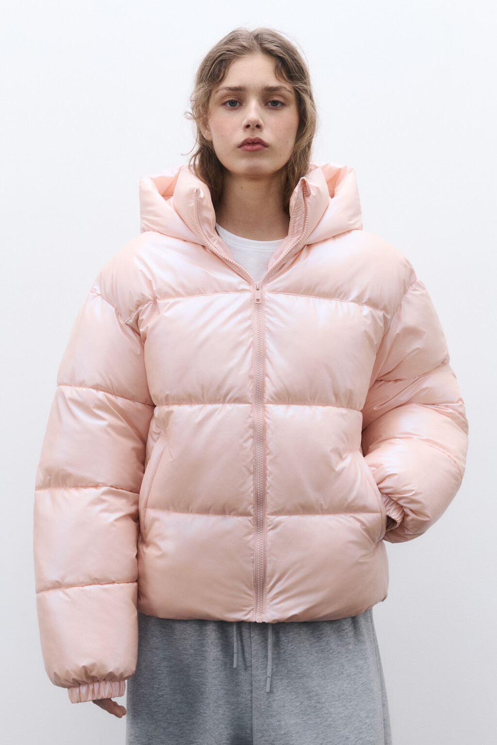 Куртка стеганая из блестящей ткани - цвет розовый - 2