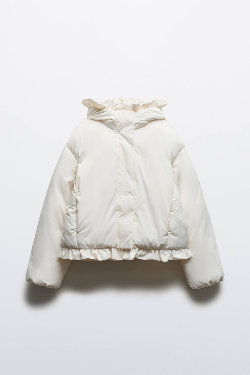Куртка с капюшоном и оборками - цвет молочный - 8