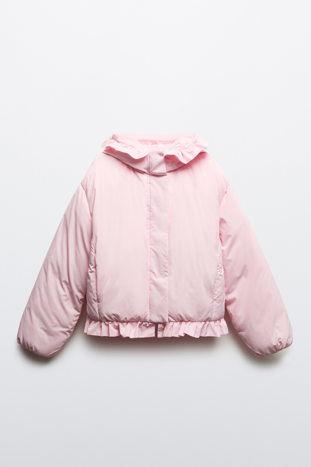 Куртка с капюшоном и оборками - цвет розовый - 9