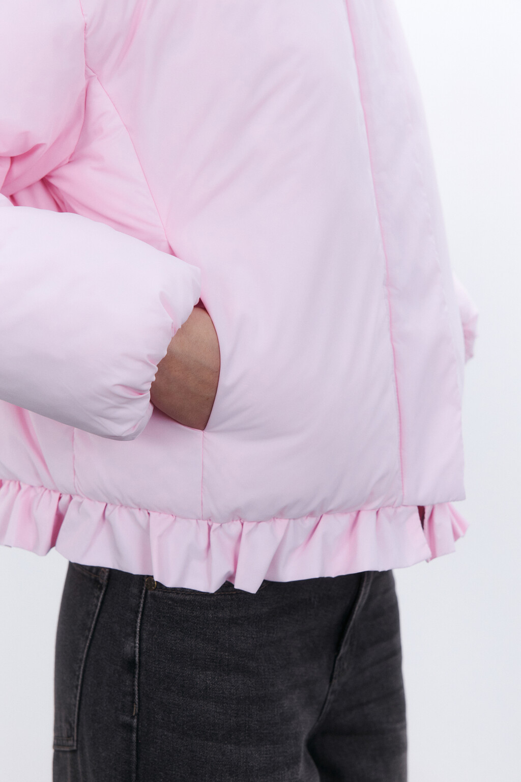 Куртка с капюшоном и оборками - цвет розовый - 6