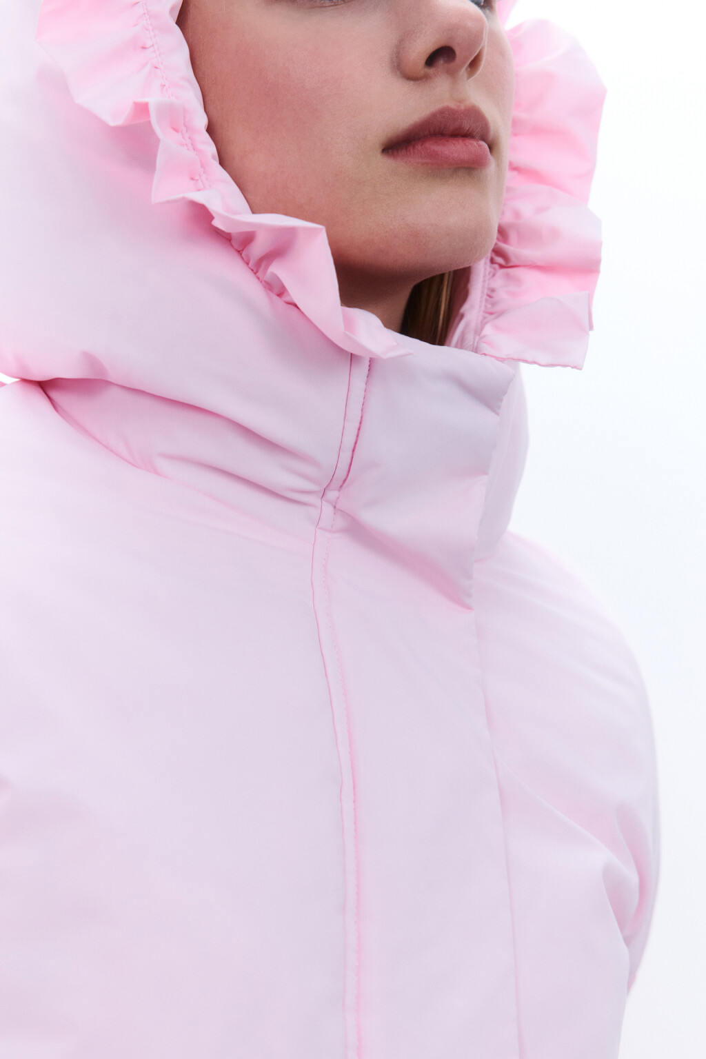 Куртка с капюшоном и оборками - цвет розовый - 7