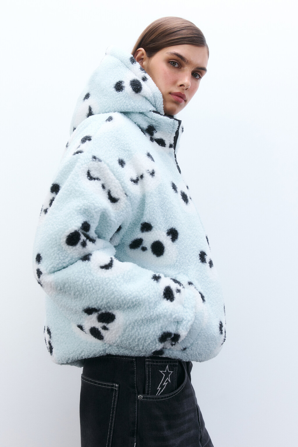 Куртка двусторонняя с капюшоном - цвет черный - 1