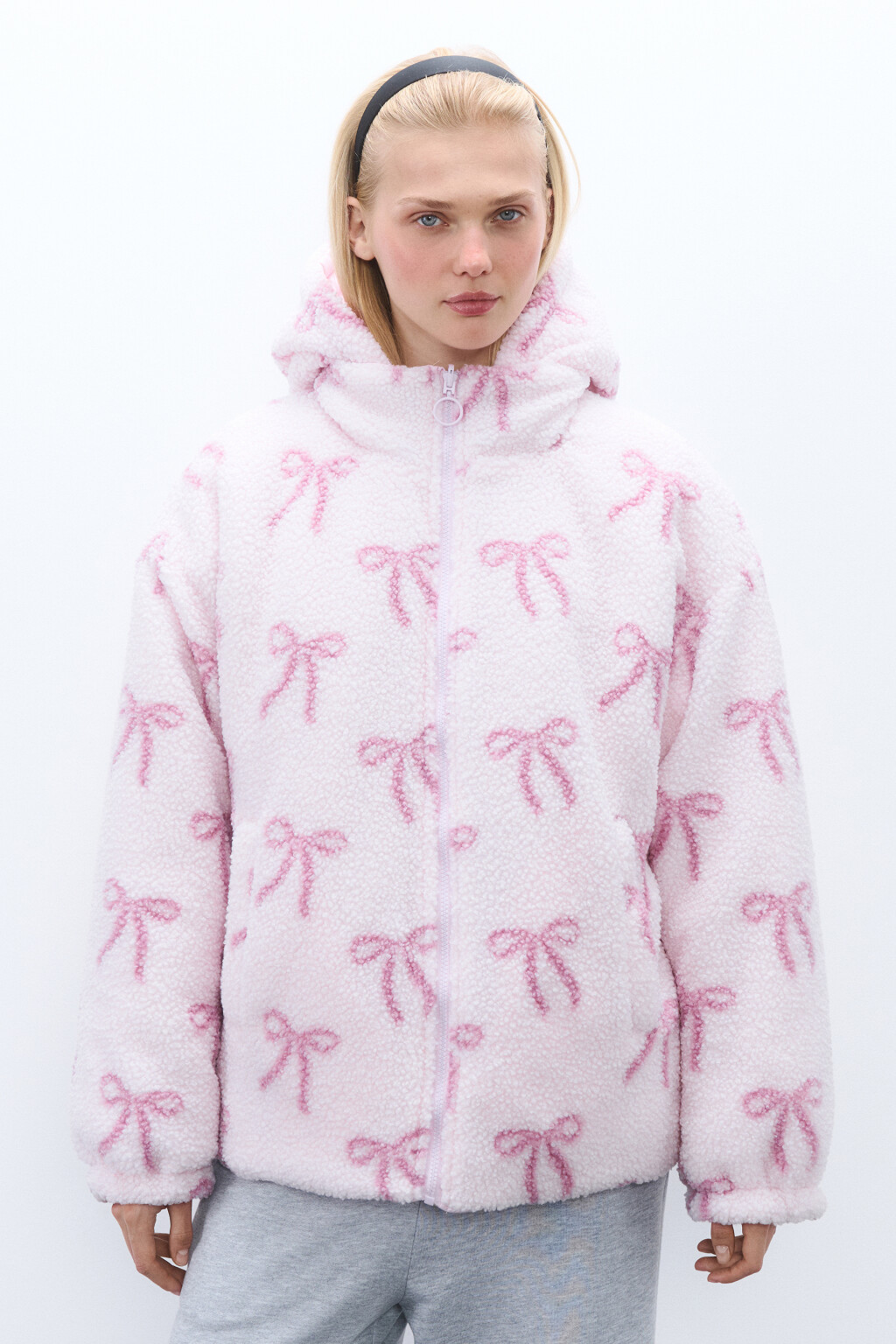 Куртка двусторонняя с капюшоном - цвет розовый - 2