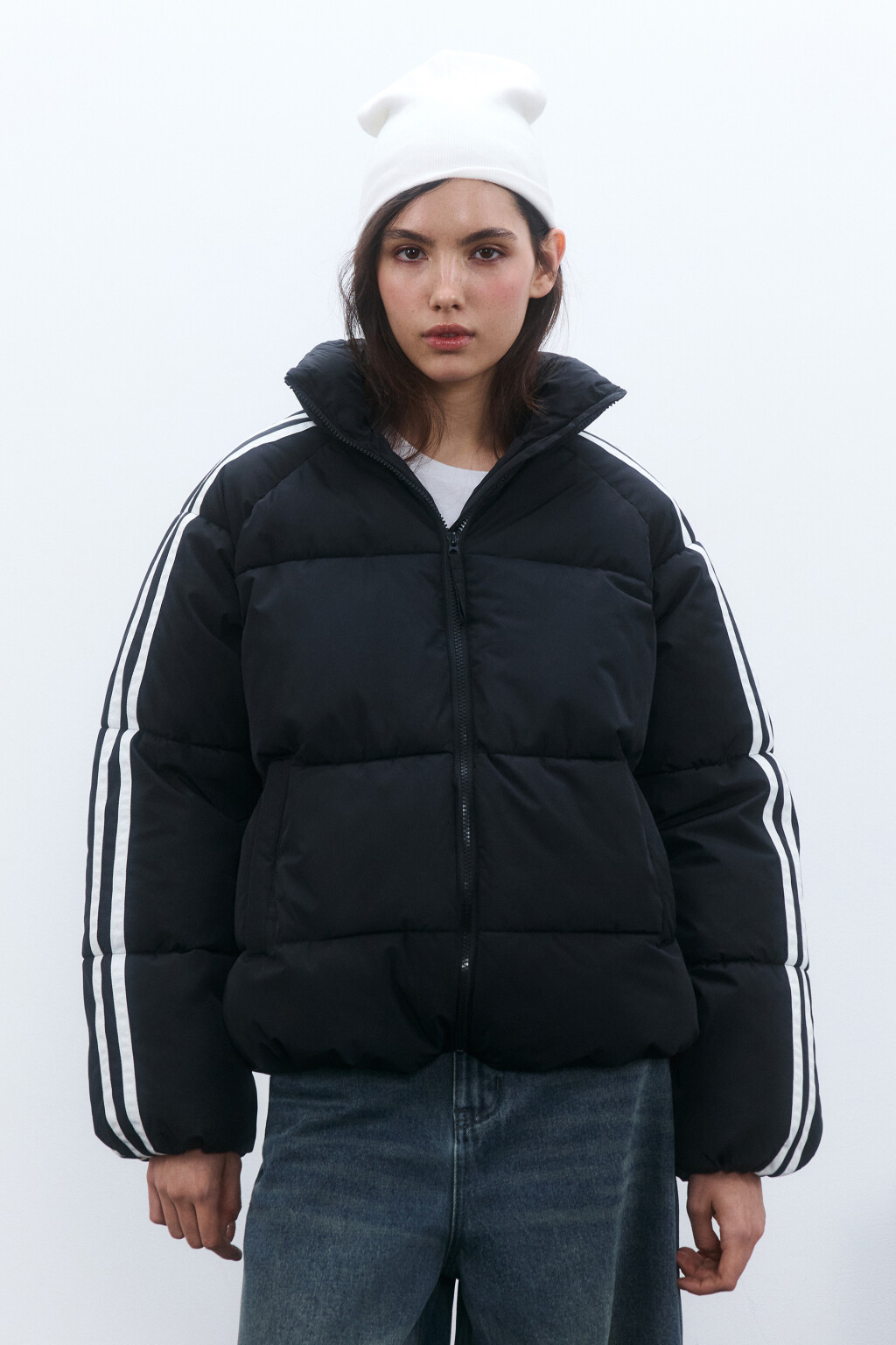 Куртка стеганая с лампасами - цвет черный - 2