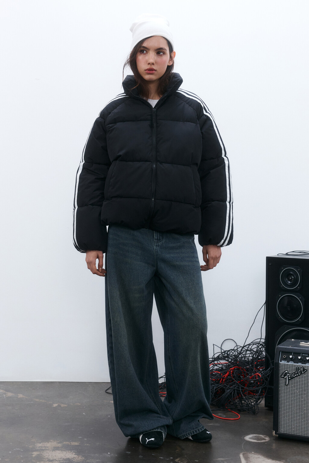 Куртка стеганая с лампасами - цвет черный - 4