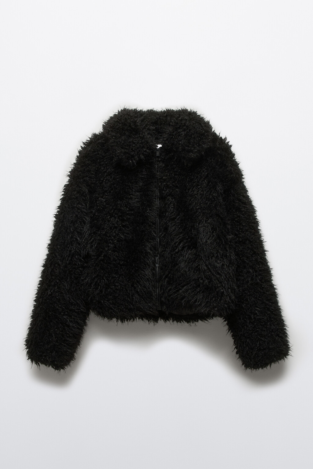 Куртка на молнии из искусственного меха - цвет черный - 9