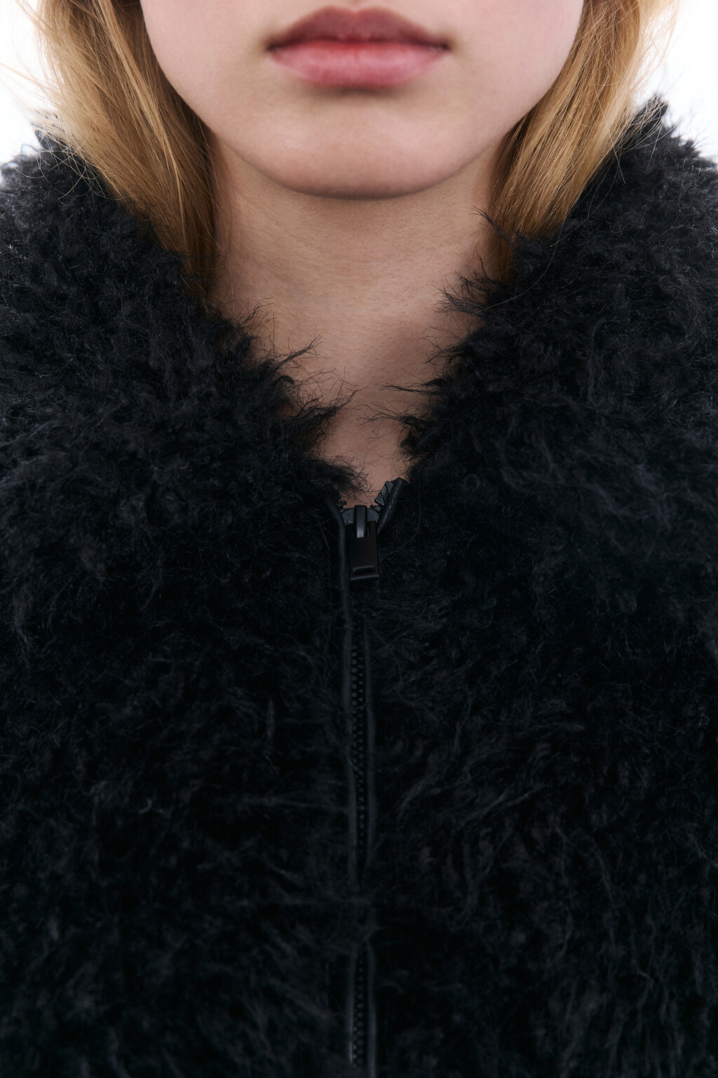 Куртка на молнии из искусственного меха - цвет черный - 6