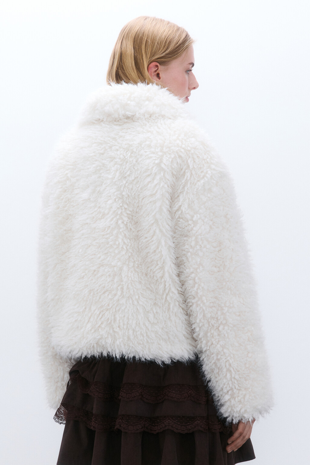 Куртка на молнии из искусственного меха - цвет молочный - 3