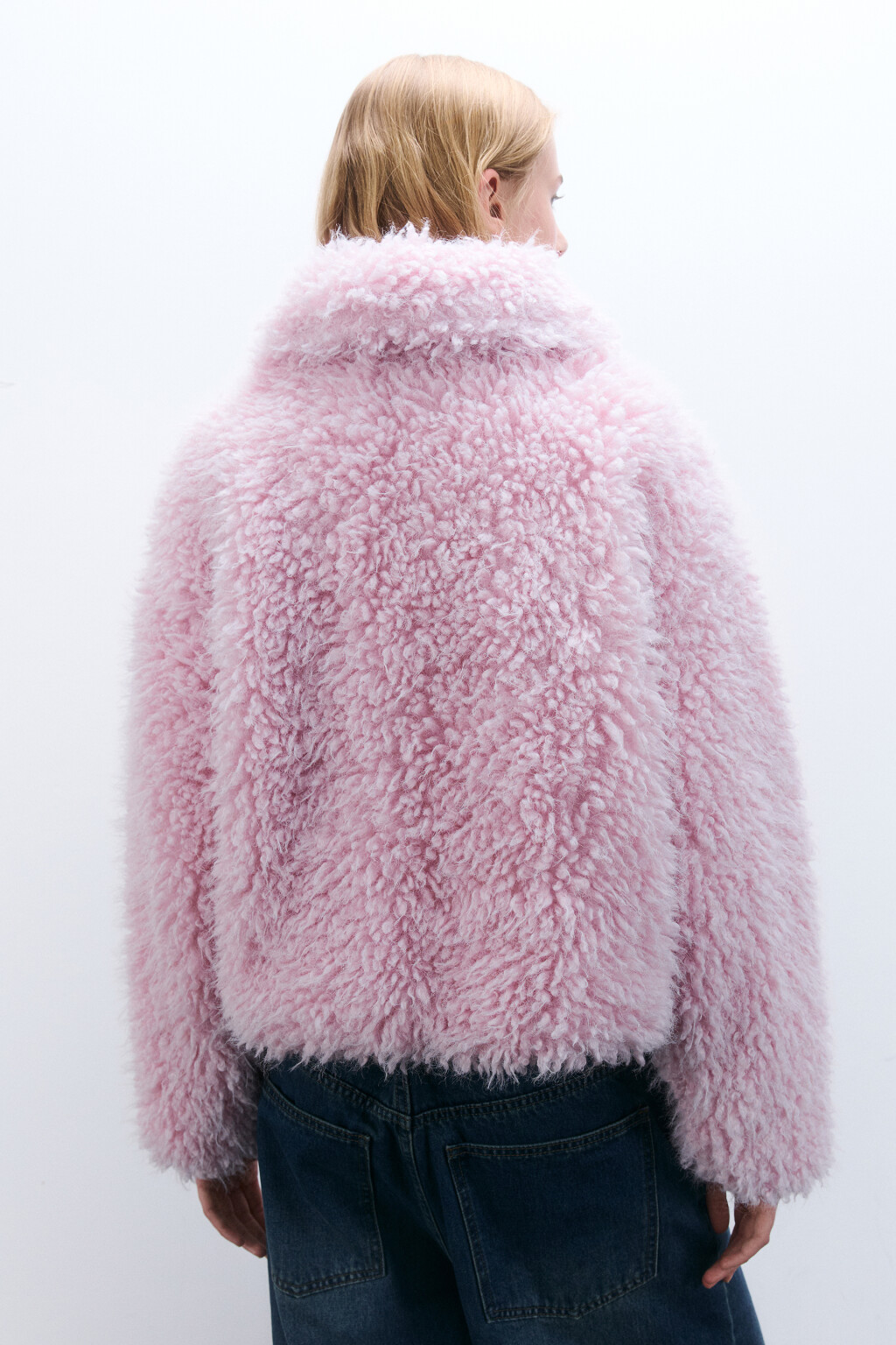 Куртка на молнии из искусственного меха - цвет розовый - 3