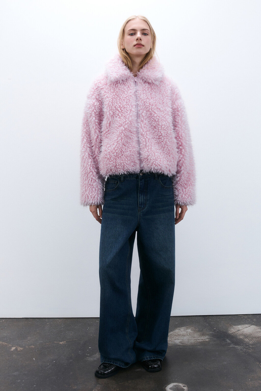 Куртка на молнии из искусственного меха - цвет розовый - 4