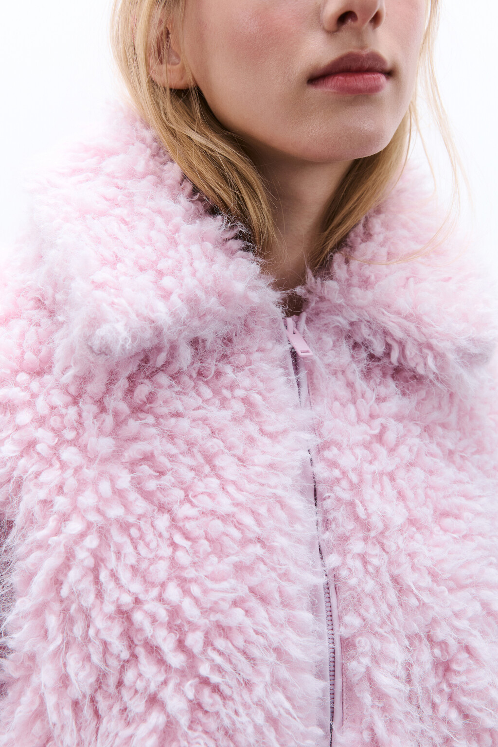Куртка на молнии из искусственного меха - цвет розовый - 5