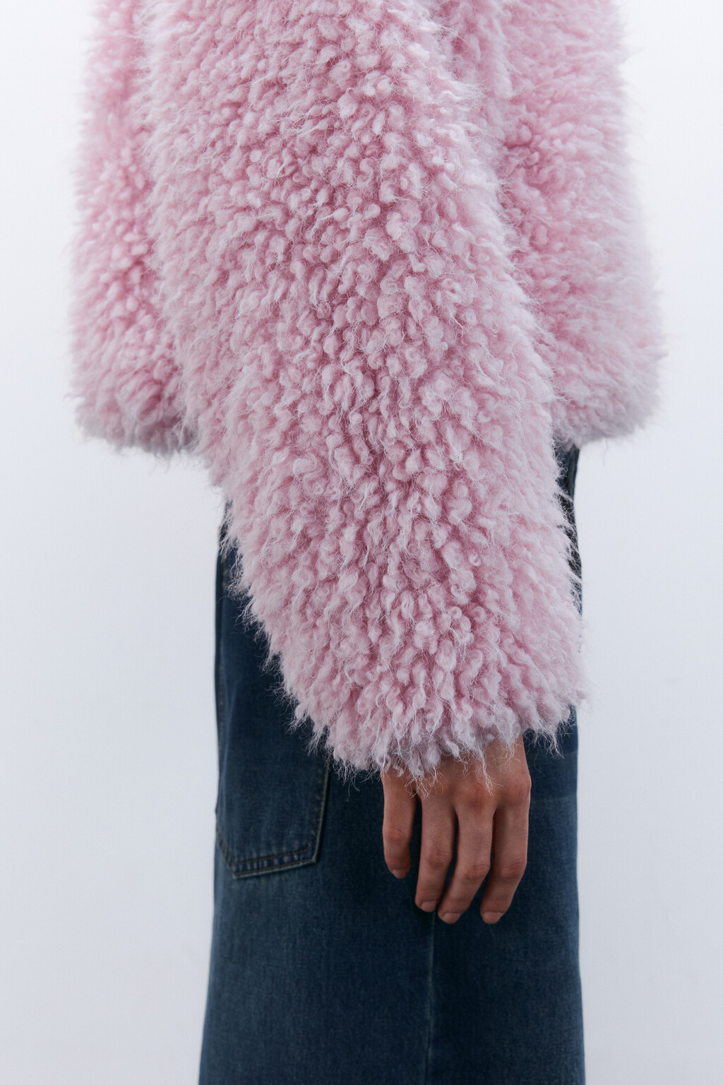Куртка на молнии из искусственного меха - цвет розовый - 6