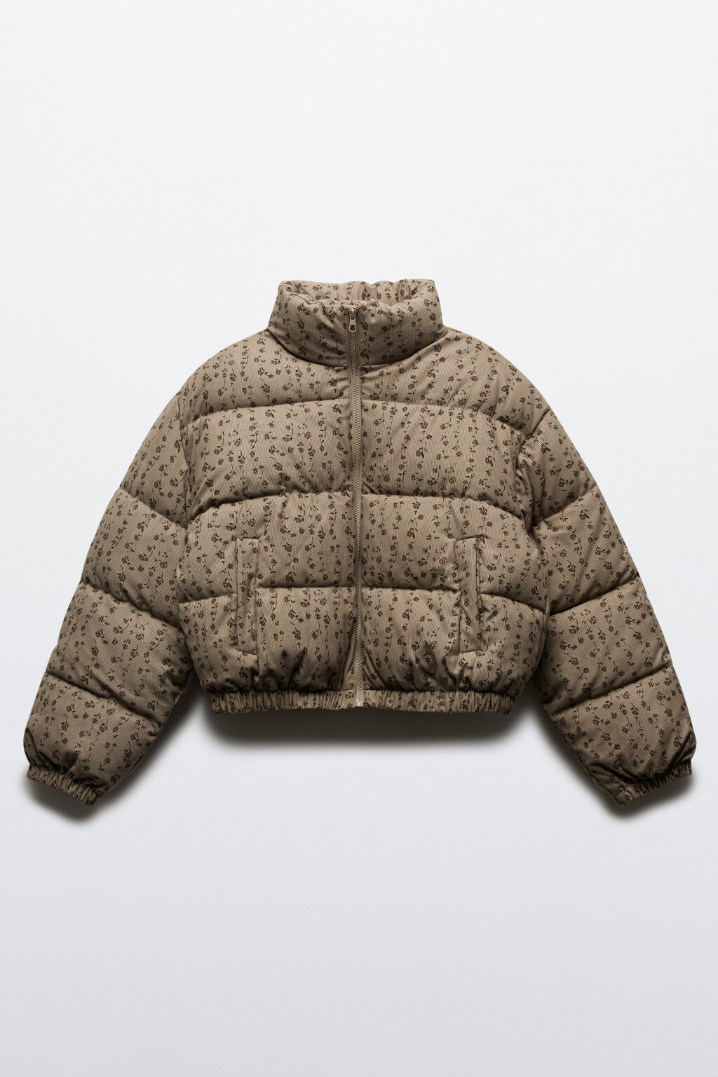 Куртка стеганая с цветочным принтом - цвет серый - 8