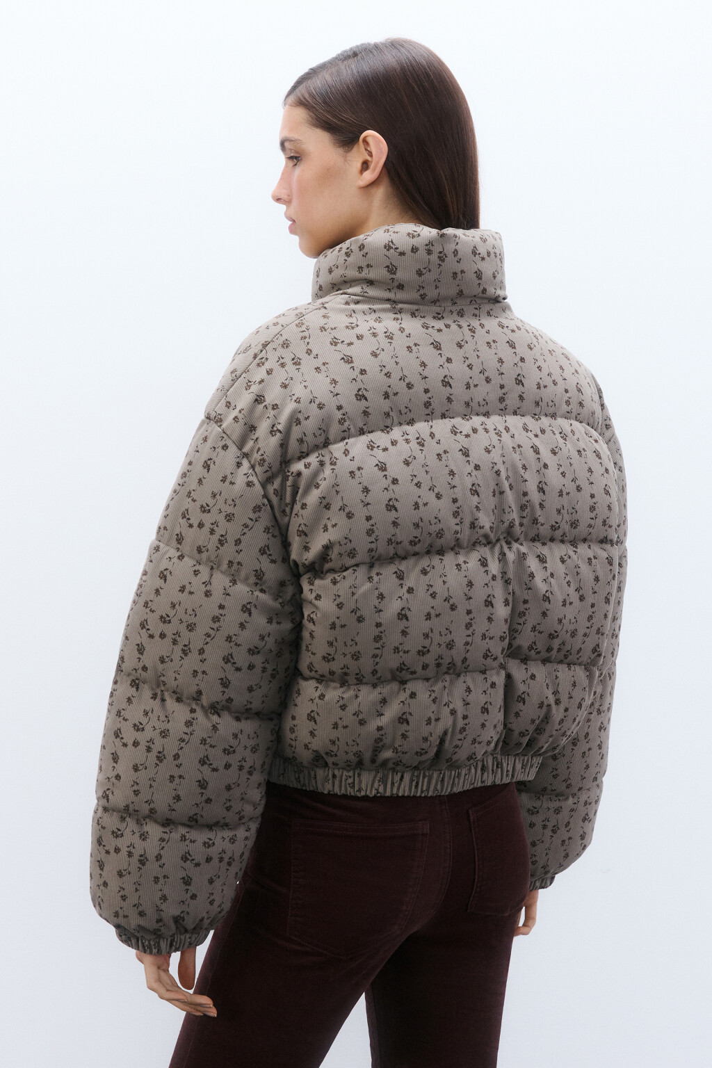 Куртка стеганая с цветочным принтом - цвет серый - 3