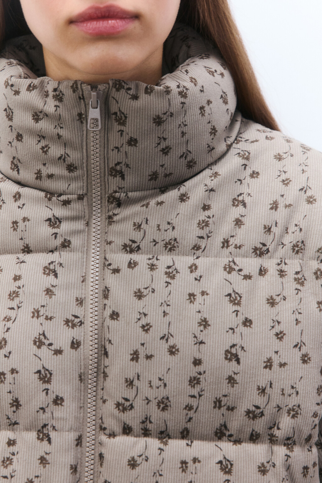 Куртка стеганая с цветочным принтом - цвет серый - 5