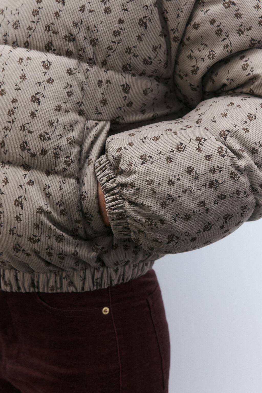 Куртка стеганая с цветочным принтом - цвет серый - 6