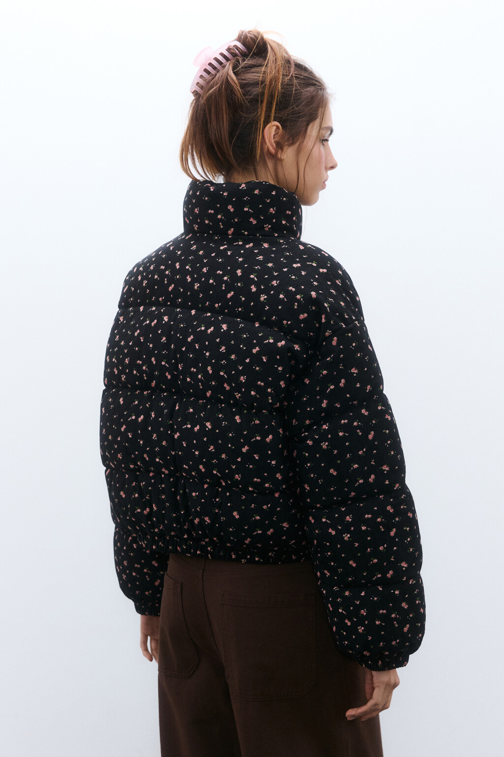Куртка стеганая с цветочным принтом - цвет черный - 3