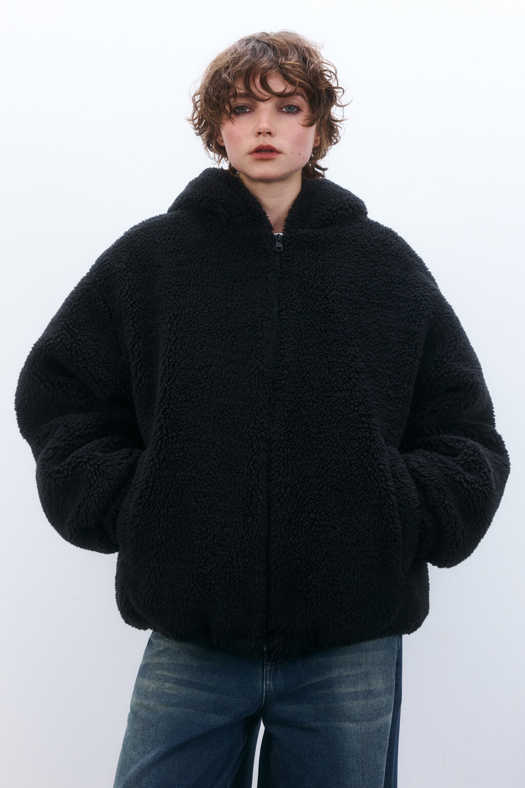 Куртка плюшевая с капюшоном и ушками - цвет черный - 3