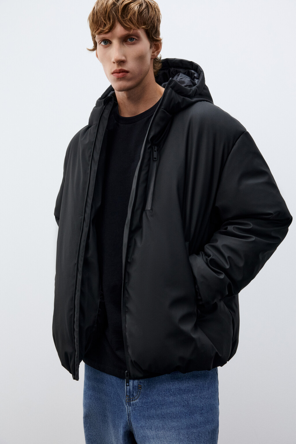 Куртка утепленная с капюшоном - цвет черный - 1