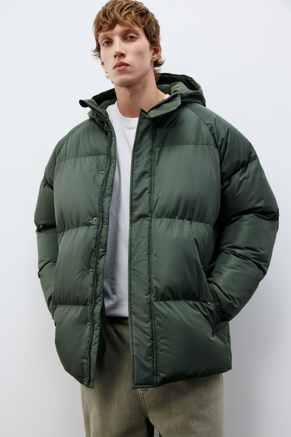 Куртка стеганая с капюшоном - цвет зеленый - 1