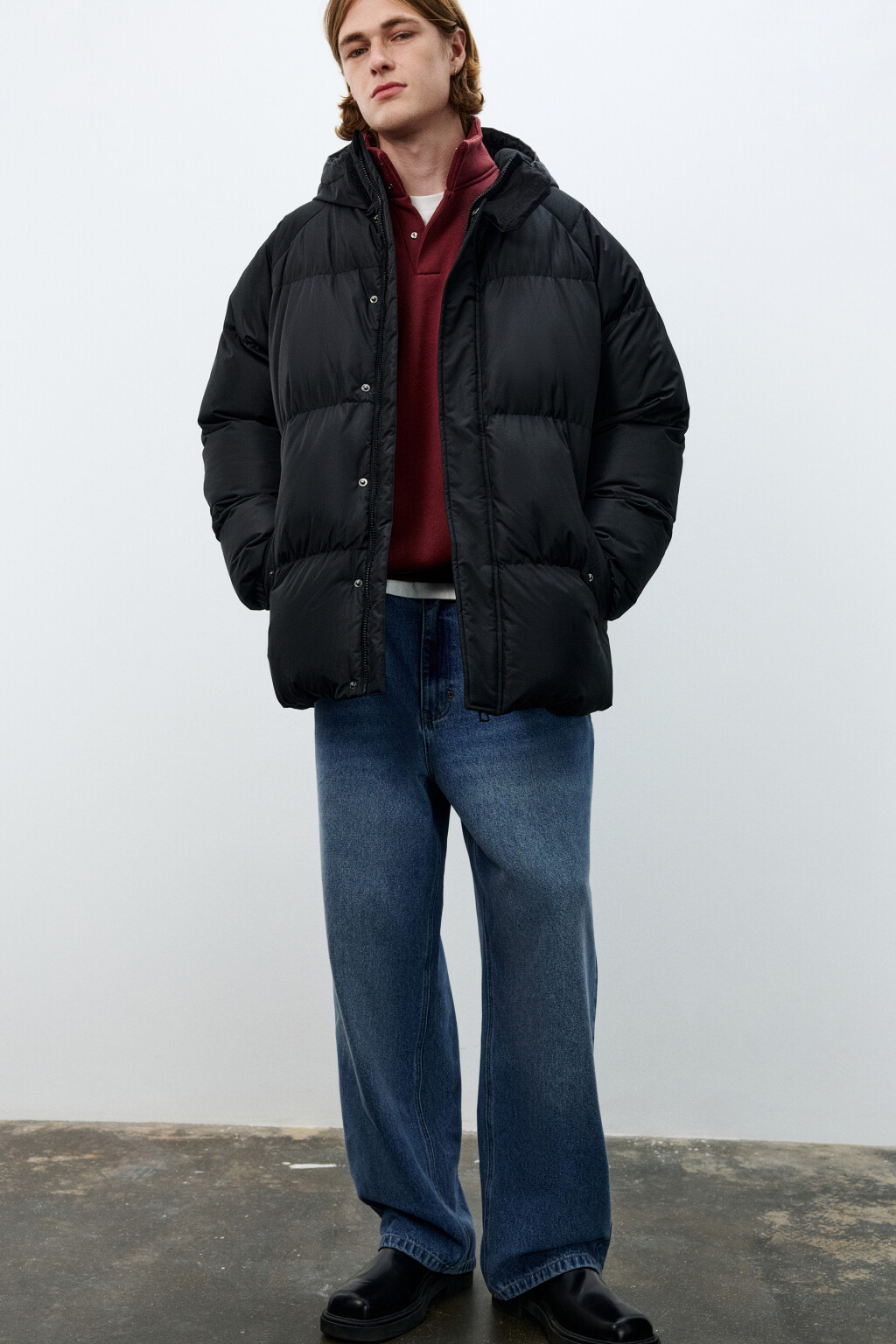 Куртка стеганая с капюшоном - цвет черный - 1