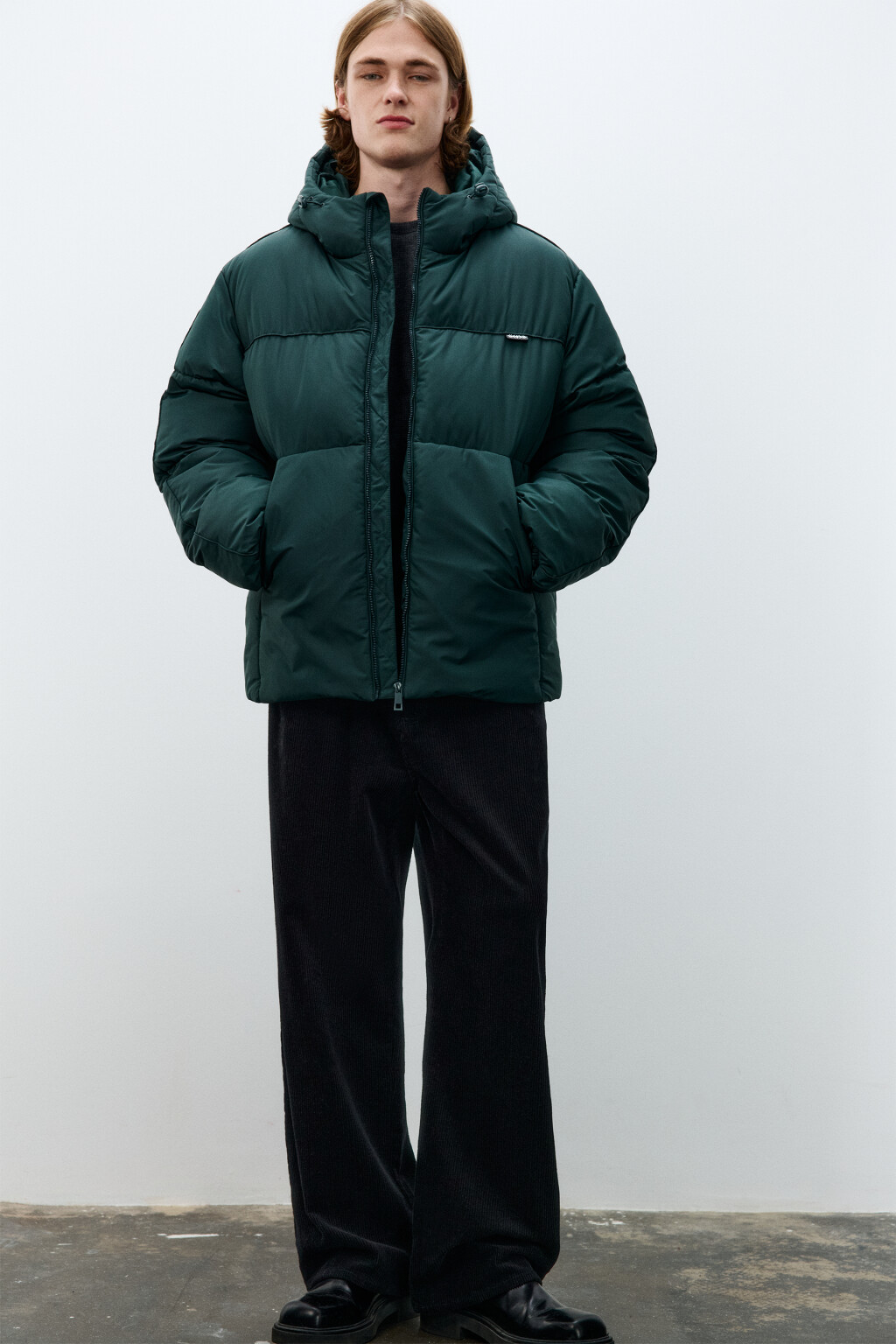 Куртка стеганая с капюшоном - цвет зеленый - 1