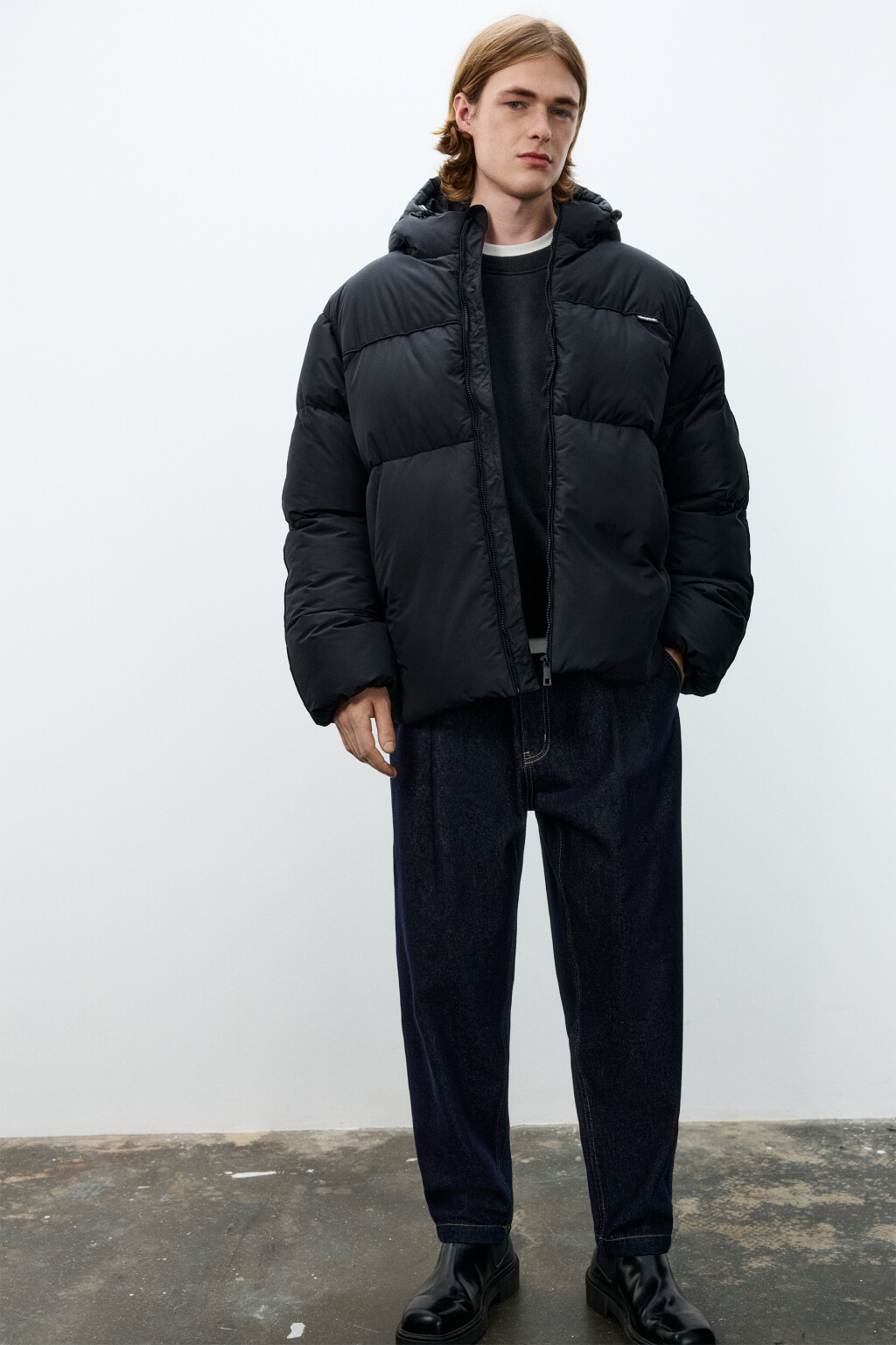 Куртка стеганая с капюшоном - цвет черный - 1