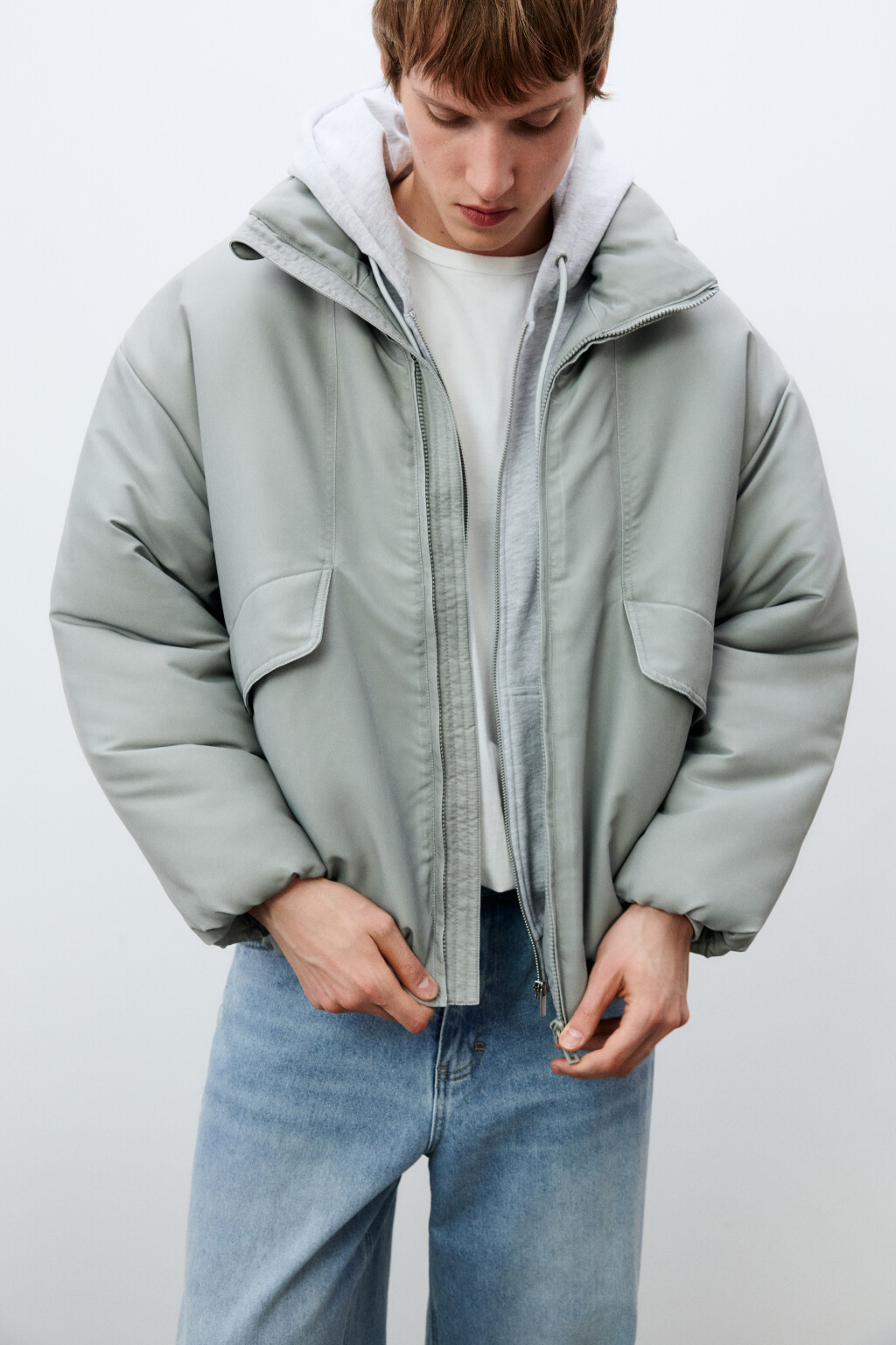 Куртка-бомбер с вареным эффектом - цвет серый - 1