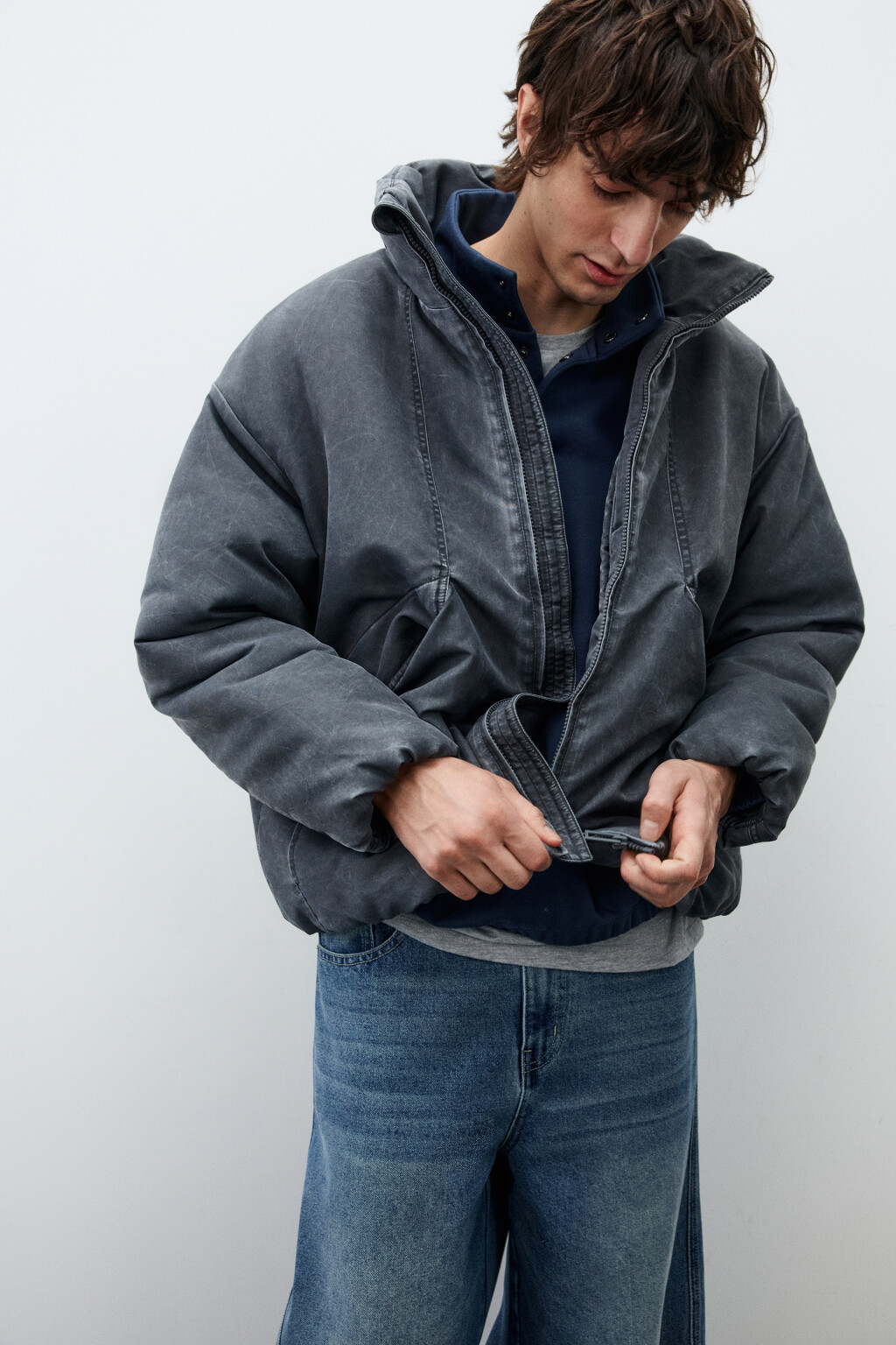 Куртка-бомбер с вареным эффектом - цвет черный - 2